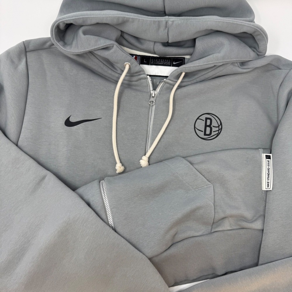 Nike Standard Issue‎ Brooklyn Nets NBA Mens Large Full Zip Hoodie Grey